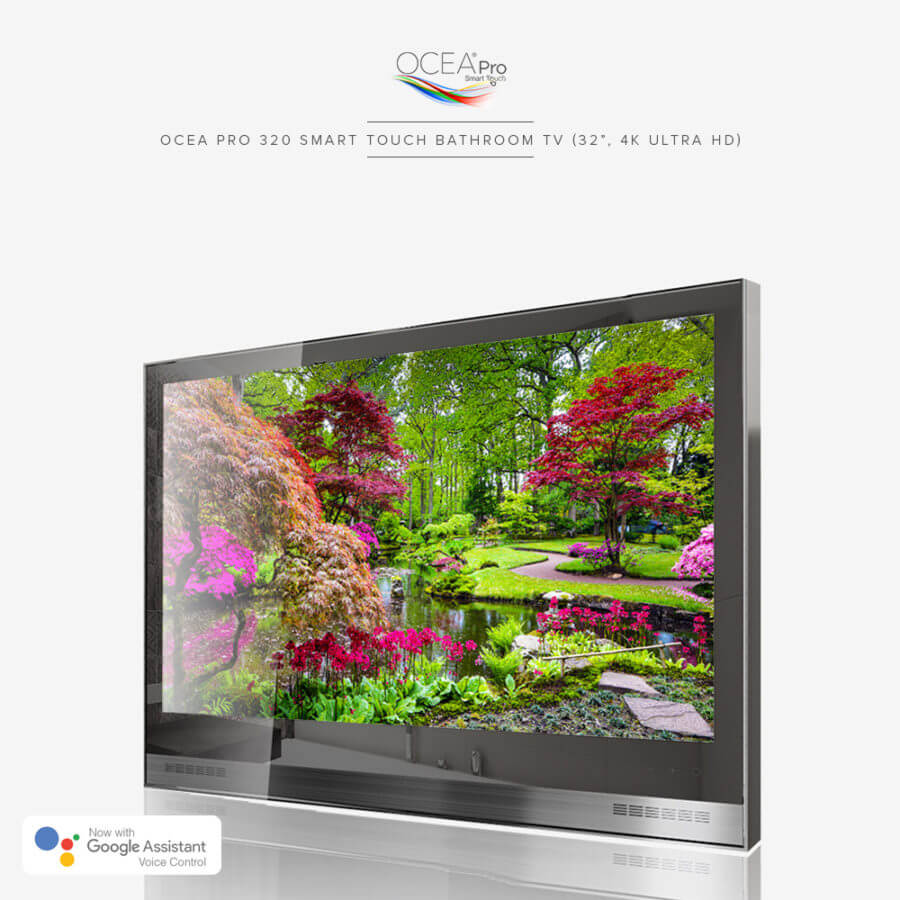 A smart touch bathroom tv with superior waterproof performance and sleek design.