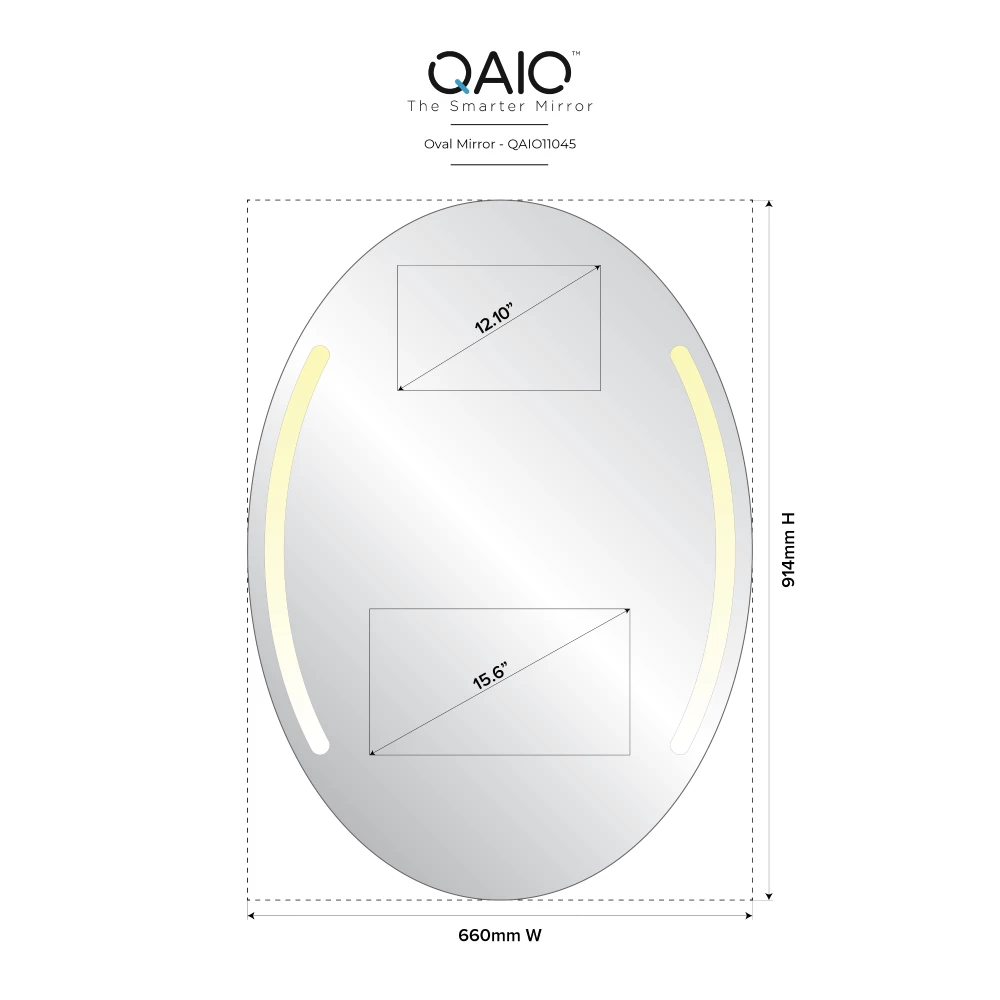 QAIO Oval 660mm width x 914mm height, with 15.6” TV (QAIO11045)