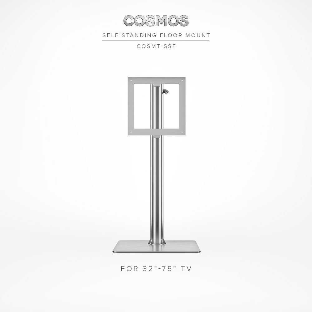 This self standing floor mount is made of stainless steel, the perfect material for a tv stand.