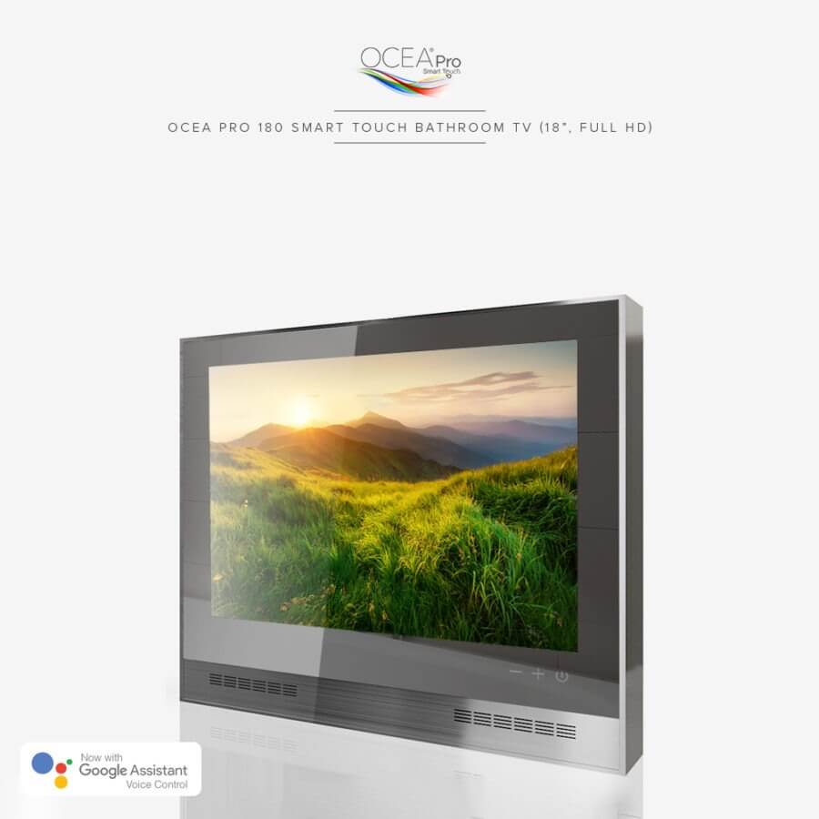 Full HD, waterproof bathroom tv with smart touch control.